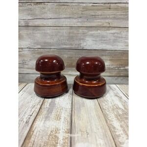 Vintage Brown Ceramic Porcelain Insulators Pair Industrial Mushroom Shape Glazed